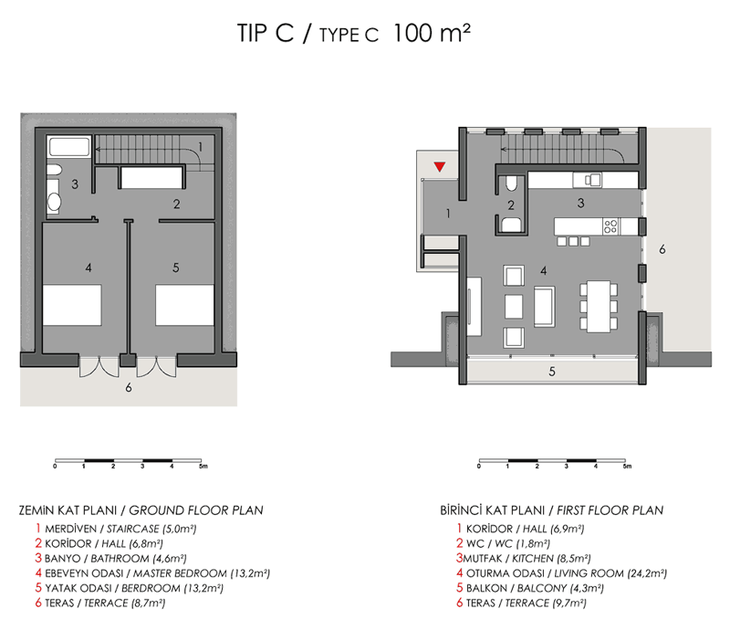 Type C - Semi-Detached Villa floor plan